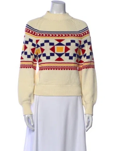 Pre-owned High Sport Graphic Print Mock Neck Sweater W/ Tags In Neutral