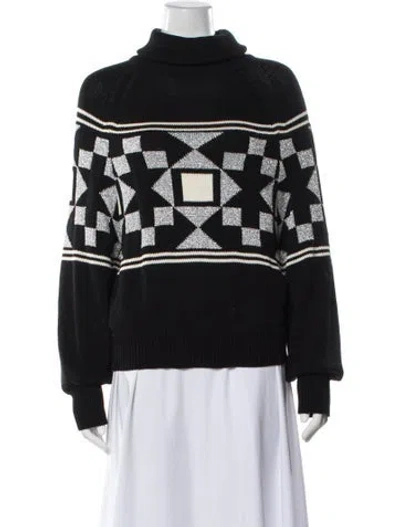 Pre-owned High Sport Graphic Print Turtleneck Sweater In Black