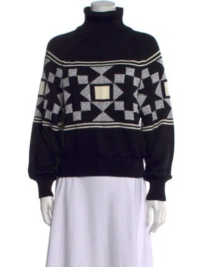 Pre-owned High Sport Graphic Print Turtleneck Sweater In Black
