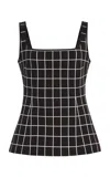 High Sport Inna Windowpane Cotton-blend Knit Top In Black