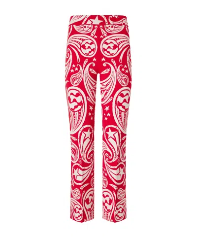 High Sport Cosmic Paisley Kick Cotton-blend Jacquard Flared Pants In Red