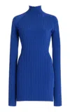 High Sport Kat Ribbed-knit Turtleneck Top In Blue