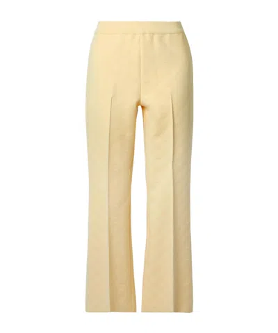 High Sport Kick Cropped Stretch-cotton Flared Pants In Yellow