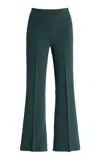 High Sport Kick Stretch-cotton Knit Cropped Flared Pants In Green