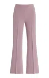 High Sport Kick Stretch-cotton Knit Cropped Flared Pants In Pink