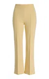 High Sport Kick Stretch-cotton Knit Cropped Pants In Yellow