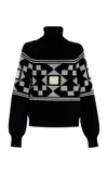 High Sport Lara Fair Isle Cotton-blend Turtleneck Sweater In 002 Black Combo