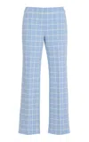 High Sport Louis Windowpane Cotton-blend Knit Cropped Pants In Blue