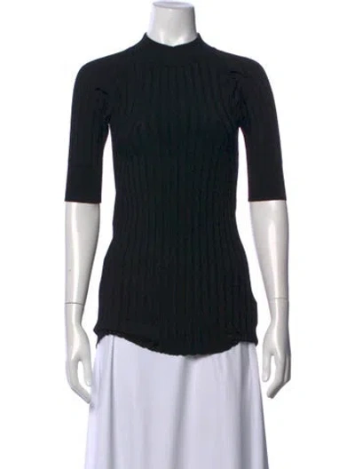 Pre-owned High Sport Mock Neck Three-quarter Sleeve Top In Black