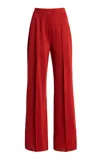 High Sport Evie Pleated Knitted Wide-leg Pants In Red
