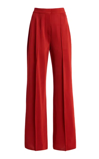 High Sport Evie Pleated Knitted Wide-leg Pants In Red