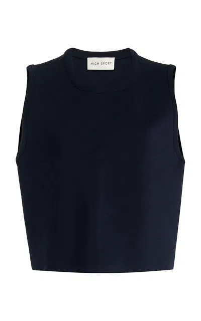 High Sport Nsfw Stretch-knit Tank Top In Navy