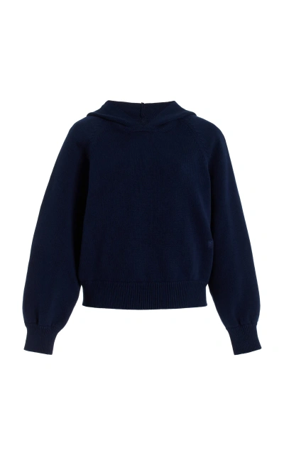 High Sport Park Hooded Knit Cotton Sweater In Navy