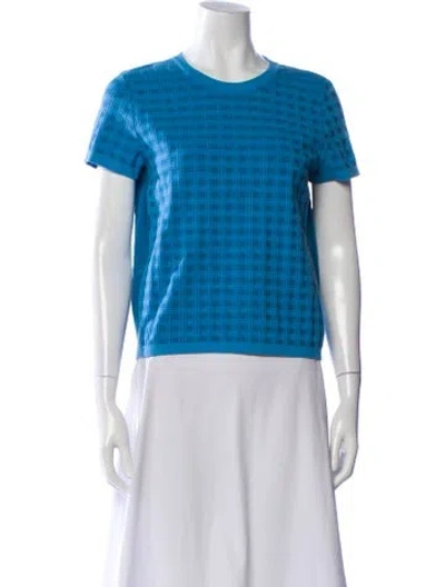 Pre-owned High Sport Patterned Crew Neck Top In Blue