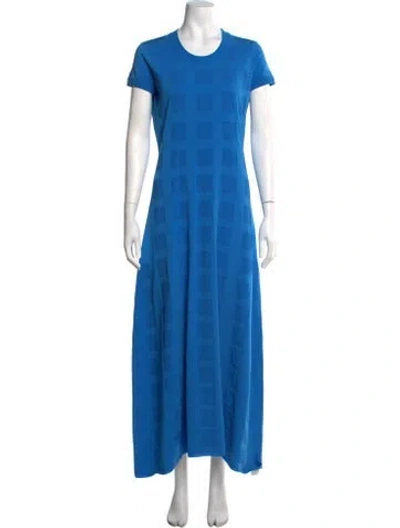 Pre-owned High Sport Patterned Long Dress In Blue