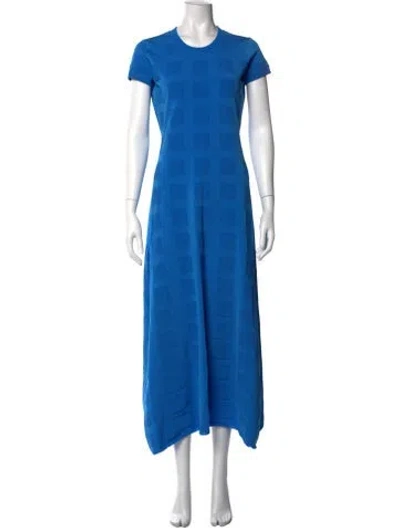 Pre-owned High Sport Patterned Long Dress In Blue