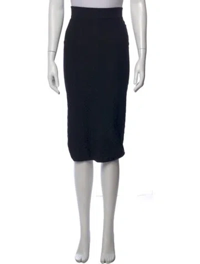 Pre-owned High Sport Patterned Midi Length Skirt In Black
