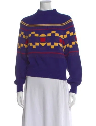 Pre-owned High Sport Patterned Mock Neck Sweater In Purple