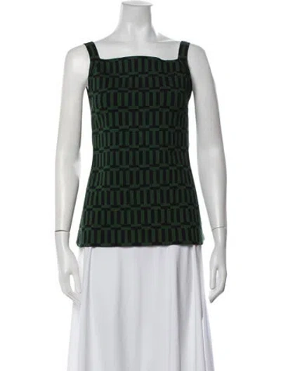 Pre-owned High Sport Patterned Square Neckline Top W/ Tags In Green