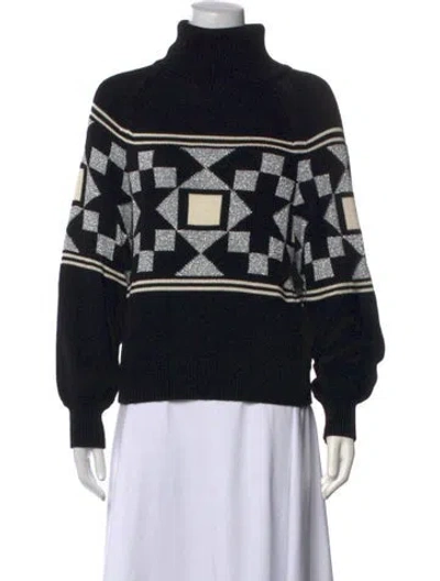 Pre-owned High Sport Patterned Turtleneck Sweater In Black