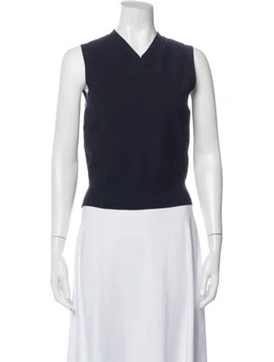 Pre-owned High Sport Patterned V-neck Top In Blue