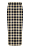 High Sport Petra Gingham Stretch-cotton Knit Midi Skirt In Navy