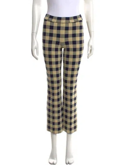 Pre-owned High Sport Plaid Print Flared Pants In Neutrals