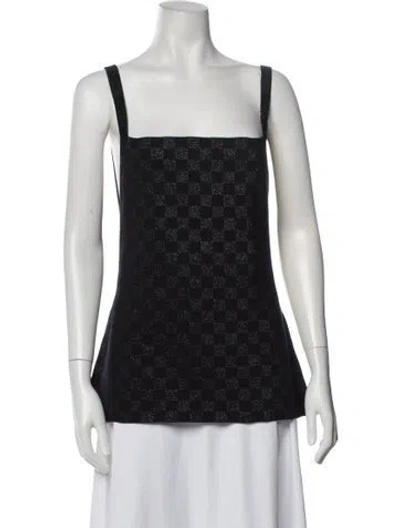 Pre-owned High Sport Plaid Print Square Neckline Top W/ Tags In Black