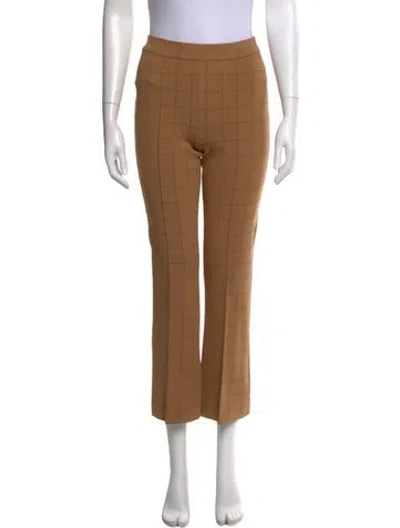 Pre-owned High Sport Plaid Print Straight Leg Pants In Brown