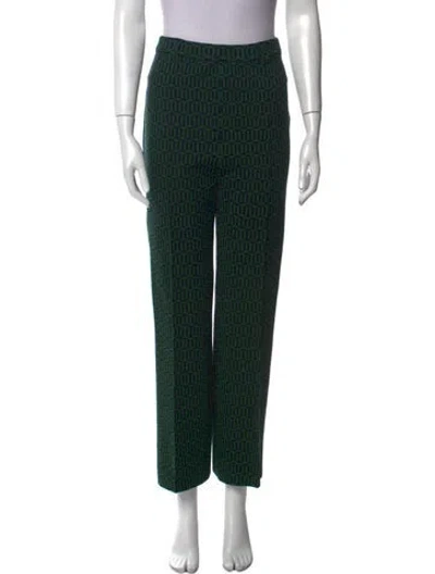 Pre-owned High Sport Plaid Print Straight Leg Pants In Green