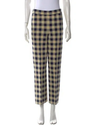 Pre-owned High Sport Plaid Print Straight Leg Pants In Neutral