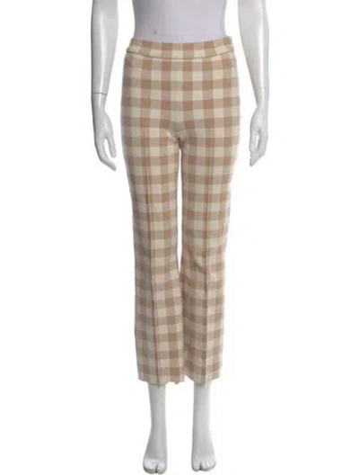 Pre-owned High Sport Plaid Print Straight Leg Pants In Neutral