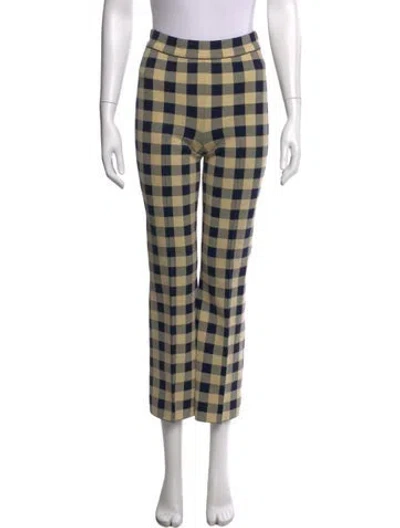 Pre-owned High Sport Plaid Print Straight Leg Pants In Neutral