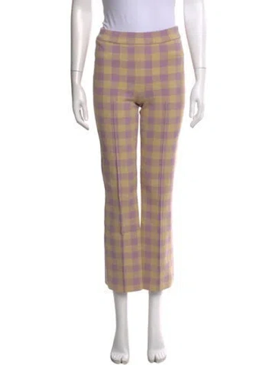 Pre-owned High Sport Plaid Print Straight Leg Pants In Neutral