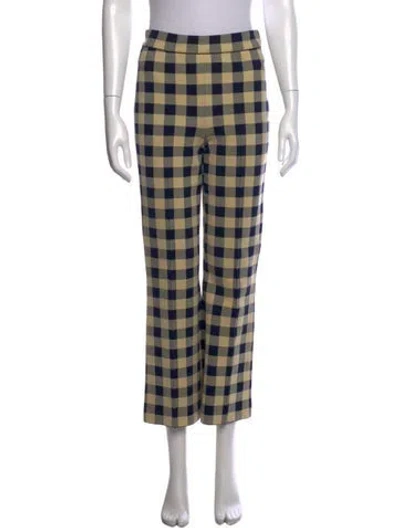 Pre-owned High Sport Plaid Print Straight Leg Pants In Neutrals