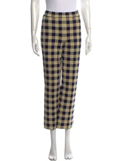 Pre-owned High Sport Plaid Print Straight Leg Pants In Neutrals