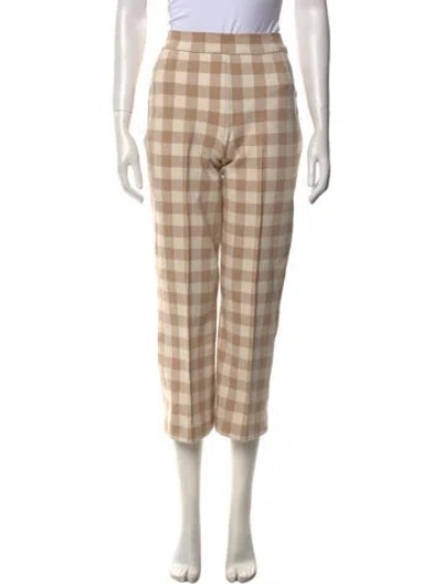 Pre-owned High Sport Plaid Print Wide Leg Pants In Neutral