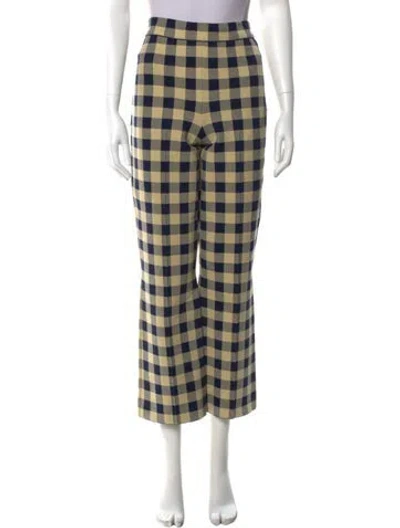 Pre-owned High Sport Plaid Print Wide Leg Pants In Neutral