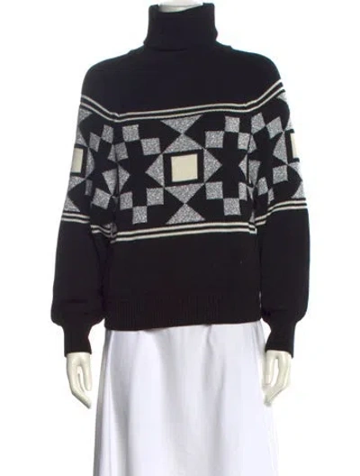 Pre-owned High Sport Printed Turtleneck Sweater In Black