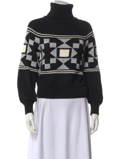 Pre-owned High Sport Printed Turtleneck Sweater In Black