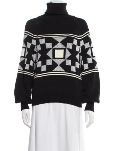 Pre-owned High Sport Printed Turtleneck Sweater In Black
