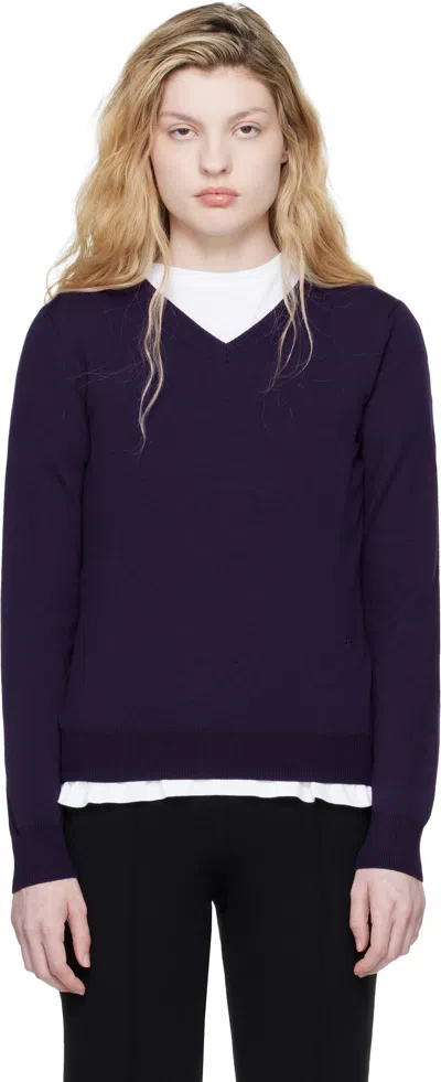 High Sport Purple Billie Vneck Sweater In Blue