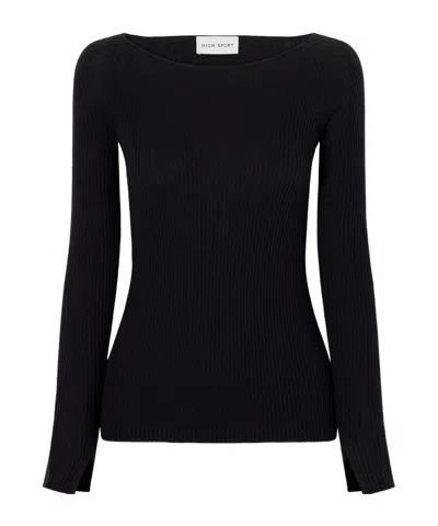 High Sport Bara Ribbed Cotton And Cashmere-blend Sweater In Black