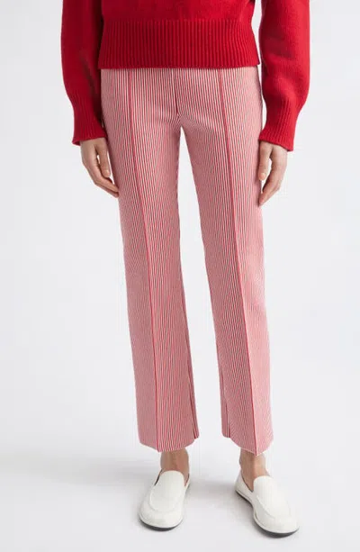 High Sport Seersucker Kick Flare Pants In Ivory/red
