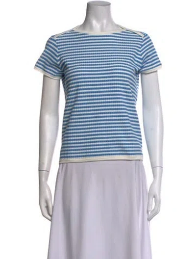 Pre-owned High Sport Striped Bateau Neckline Sweater In Blue/white