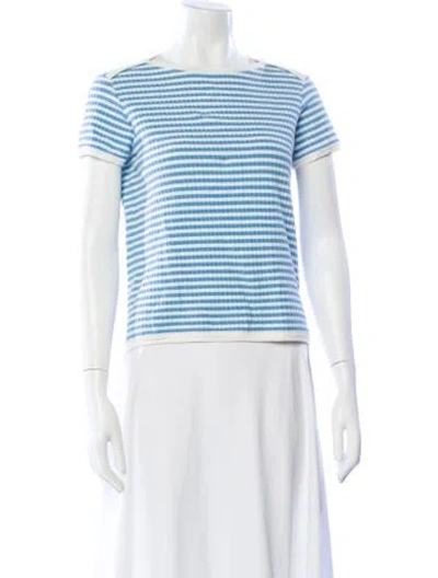 Pre-owned High Sport Striped Bateau Neckline Top In White