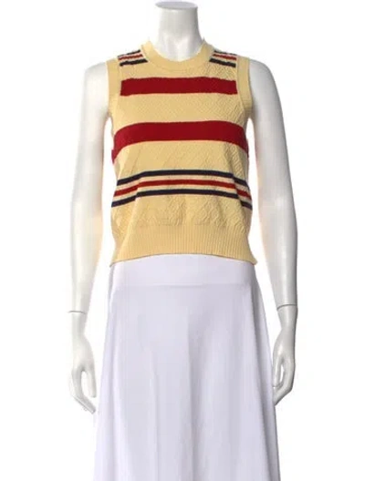 Pre-owned High Sport Striped Crew Neck Sweater In Yellow