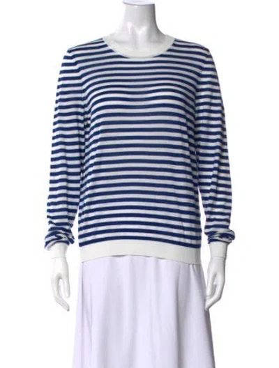 Pre-owned High Sport Striped Crew Neck Top In Blue