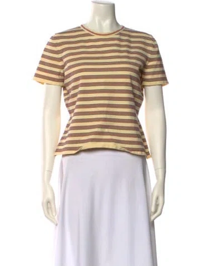 Pre-owned High Sport Striped Crew Neck T-shirt In Yellow