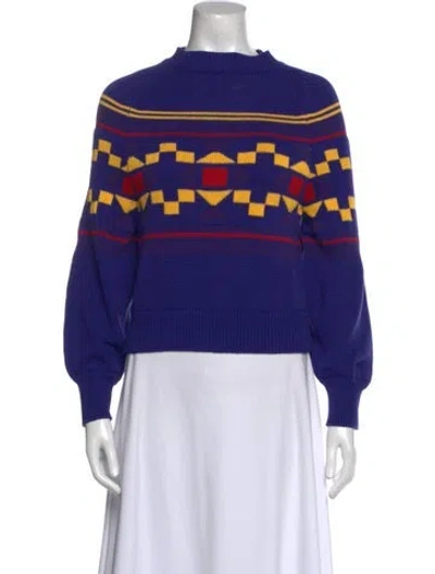 Pre-owned High Sport Striped Mock Neck Sweater In Purple